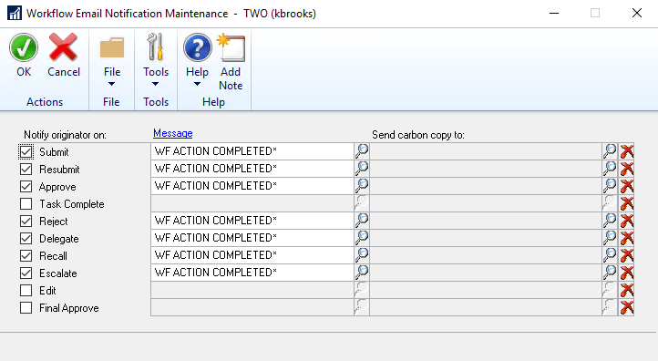 Notifications Setup in Dynamics GP