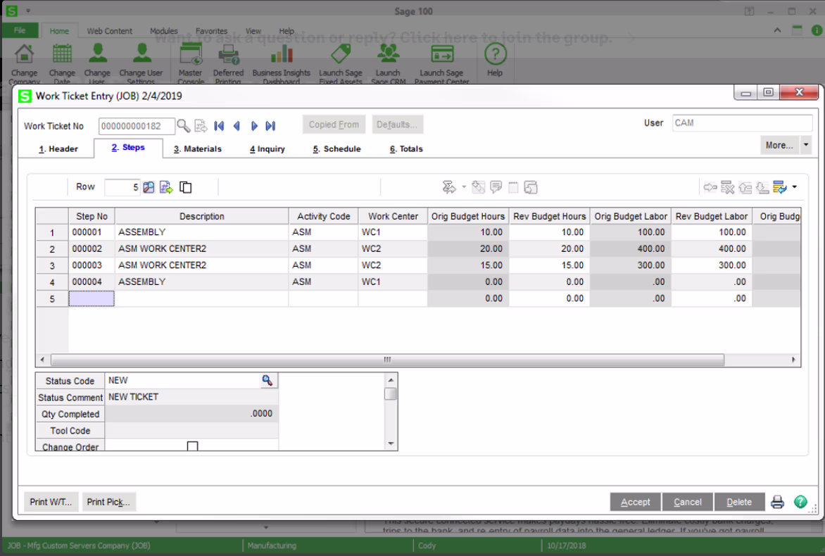 Sage 100 Production Management